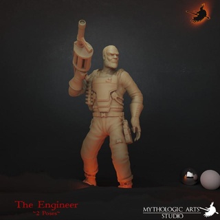 Monster Jäger Ingenieur mythologisch Kunst Tischplatte Zeichen Kreaturen Sci Fi Universum Minituren stecken 3d print model - Mito3D