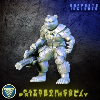 uplifted bear soldier print paint play Tabletop Characters & Creatures Sci-Fi Universe alien beast roleplay rpg sci-fi character miniature large tabletop magical 32mm starfinder 3d print model - Mito3D