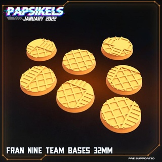 fran nine team 32mm bases papsikels miniatures Store Tabletop 3D Printable Terrain Sci-Fi terrain base 3d print model - Mito3D