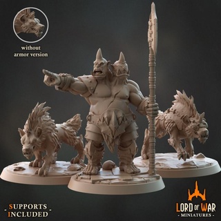 ogre lord wardogs hyena presupported war miniatures Tabletop Characters & Creatures Fantasy Universe board dog dragons dungeons fantasy game games hero roleplay rpg table top hunter champion boardgames heroic heroes dnd heads 32mm lordofwar heroicfantasy hyene 3d print model - Mito3D