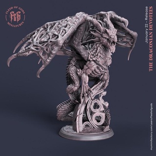 dracolich flesh gods Tabletop Characters & Creatures Fantasy Universe dragon fantasy rpg undead zombie cult lich dnd drake necromancer draconian fleshofgodsminis 3d print model - Mito3D
