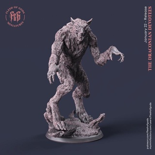 loup garou 01 chair dieux table personnages créatures fantaisie univers créature monstre rpg Loup lune dnd Lycanthrope balverine 3d print model - Mito3D