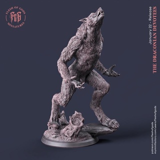 loup garou 02 chair dieux table personnages créatures fantaisie univers créature monstre rpg lune dnd Lycanthrope lycanthropie 3d print model - Mito3D