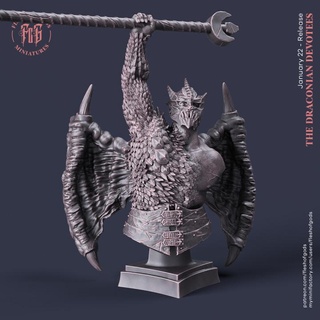 dragon disciple - bust flesh gods Tabletop Characters & Creatures Fantasy Universe Fan Art Busts fantasy monster rpg cult dnd winged drake draconian halfdragon 3d print model - Mito3D