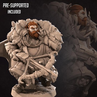 alexander supertrap chunky hunter 2 versions bite bullet Tabletop Characters & Creatures Fantasy Universe Store big human wild beard miniature weapons rifle boardgame tabletop ranger crossbow patreon hunting fat npc chonky 3d print model - Mito3D
