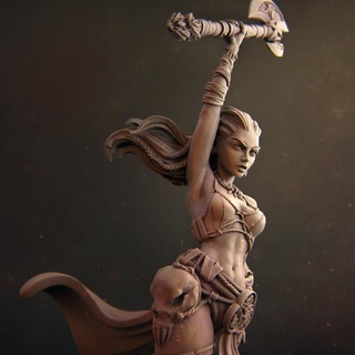sia elf barbarian nerikson Tabletop Characters & Creatures Fantasy Universe Store axe battle fantasy fight fighter statue victory warrior skulls tabletop melee martial two-handed long-hair 3d print model - Mito3D