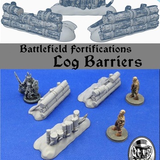 battlefield fortifications - log barricades brander roullett Tabletop 3D Printable Terrain Store 28mm barricade 32mm napoleonic sablebadger silverbayonet 3d print model - Mito3D