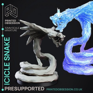 icicle snake - elemental familar presupported 32mm scale printed obsession Tabletop Characters & Creatures Fantasy Universe Store 3d creature dragons dungeons fantasy game gaming hell kickstarter mini monster printing rpg miniature mars ice pc tabletop fury cyberpunk supports cobra patreon saturn edition d&d dnd 5th rules pathfinder mono cr10 photon heaven npc ultra elegoo cr20 ttrpg 5e hath pre-supported stats serpant illustrated 3d print model - Mito3D