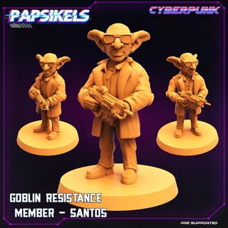 goblin resistance member santos papsikels miniatures Tabletop Characters & Creatures Sci-Fi Universe Store cyberpunk shadowrun 3d print model - Mito3D