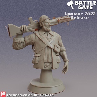 ranger x bust gratis batalla portón ventilador Arte bustos pistola héroe soldado guerra súper guardabosque selva Oeste vaquero 3d print model - Mito3D