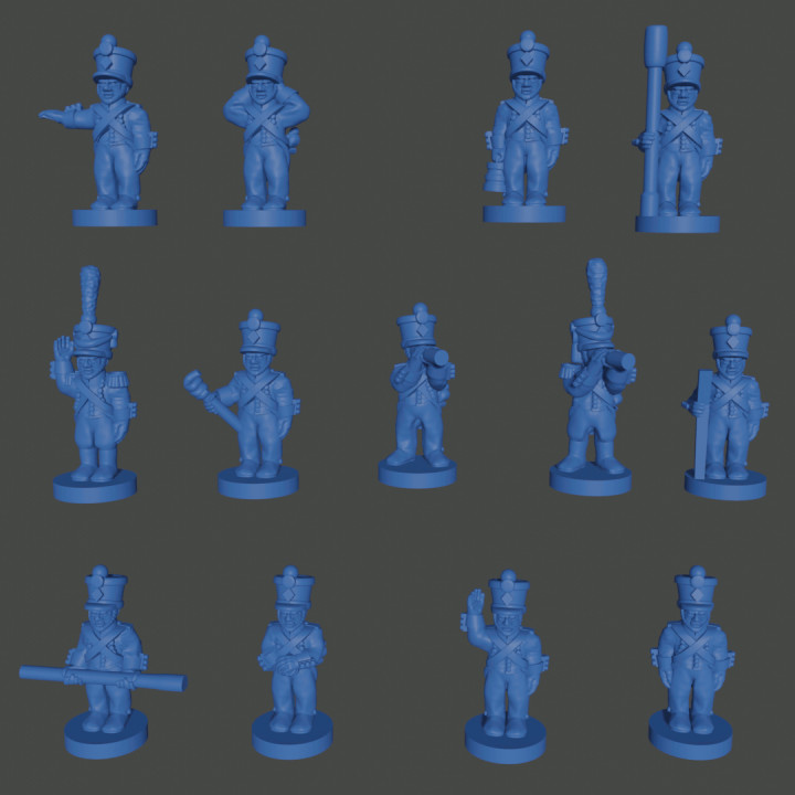 6-15mm french foot artillery crew 1808-12 nap-fr-9 henry turner Tabletop Characters & Creatures Historical Universe black epic france cannon supportless europe 6mm 10mm 15mm powder napoleonic asunder 3D print model - Mito3D