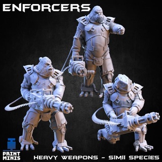 enforcers x3 - simii species security narok prison collection print minis Tabletop Characters & Creatures Sci-Fi Universe animal guard sci-fi space gorilla ape enforcer humanoid crew heavy-weapon 3d print model - Mito3D