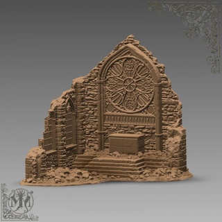 arruinado Iglesia ligero mítico miniaturas mesa 3D imprimible terreno fantasía 40k oscuro dragones mazmorras Roca martillo guerra miniatura tumba almas oscuras dnd paisaje ruina dispersión 3d print model - Mito3D