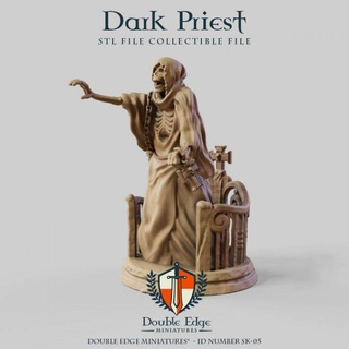 dark priest sk 05 double edge miniatures Tabletop Characters & Creatures Fantasy Universe skeleton skull war warhammer boardgame tabletop dungeon lort 3d print model - Mito3D