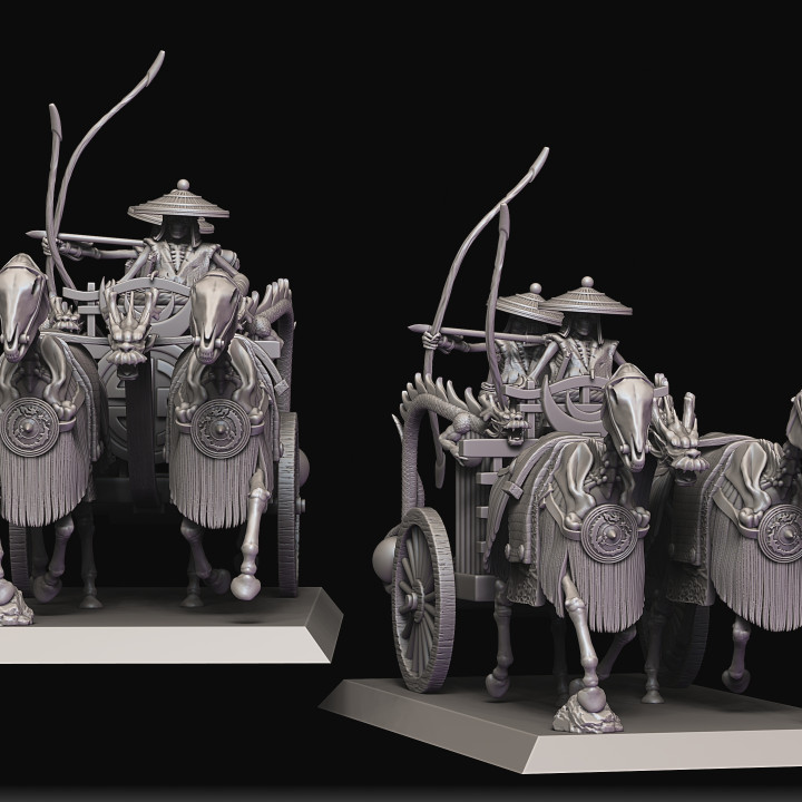 skeleton chariot bowmen spearmen raven twin miniatures Tabletop Characters & Creatures Fantasy Universe Store undead warhammer gamesworkshop gw ageofsigmar aos ninthage raventwinminiatures 3D print model - Mito3D