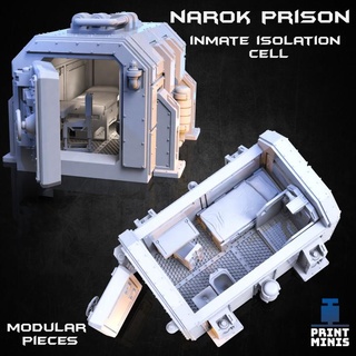 inmate isolation cell - narok prison collection print minis Tabletop 3D Printable Terrain Sci-Fi terrain industrial sci-fi space unit cage base lunar trap scenery containment 3d print model - Mito3D