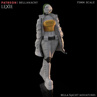 lexie cyberpunk pre supported - 75mm bella nacht minis Fan Art Action Figures Tabletop Characters & Creatures Sci-Fi Universe fun gothic modern punk woman rock augmented cyber 3d print model - Mito3D