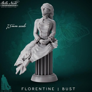 Florentin buste Bella nuit minis table personnages créatures fantaisie univers ventilateur art bustes élégant femelle figure gothique femme aristocrate 75 3d print model - Mito3D