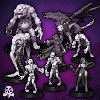 fantasy pack malicious mini's Tabletop Characters & Creatures Fantasy Universe female human miniatures monster stone troll undead character wizard caster ghoul necromancer manticore 3d print model - Mito3D