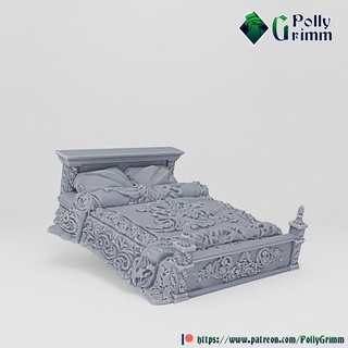 tabletop miniature terrain bed pollygrimm Store Tabletop 3D Printable Terrain Fantasy fantasy furniture game interior mini boardgame luxurious 3d print model - Mito3D