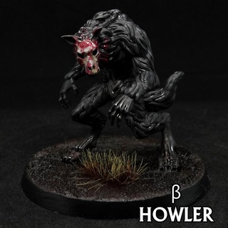 howler beta pre-supported chronicle rpg accessories Tabletop Characters & Creatures Fantasy Universe Store dog skin skull warhammer wolf werewolf 28mm dnd howling cryptid presupported supported pre 3d print model - Mito3D