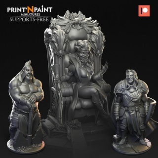 court rose - 3 mini bundle leonardo escovar Tabletop Characters & Creatures Fantasy Universe Store dragons dungeons hero human knight model queen royal warhammer miniature supportless tabletop dungeon paladin dnd 35mm pathfinder printnpaint 3d print model - Mito3D
