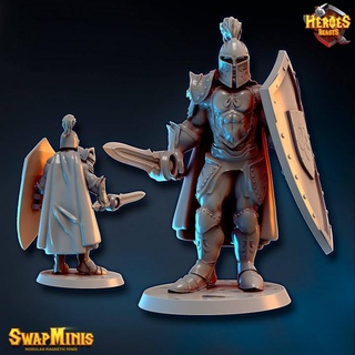 classic paladin heroes & beasts Tabletop Characters Creatures Fantasy Universe knight warrior cleric swapmini clerig templare 3d print model - Mito3D