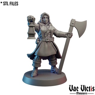 mercenary woman 04 pre-supported vae victis miniatures Tabletop Characters & Creatures Fantasy Universe Store fantasy rpg soldier warrior tabletop dnd thief brigand supported 3d print model - Mito3D