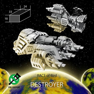 destroyer bird race van Tabletop Characters & Creatures Sci-Fi Universe Vehicles Machines Store miniatures sci-fi space spaceship 3dprint boardgames tabletop spacecraft board games stellar ti4 3d print model - Mito3D