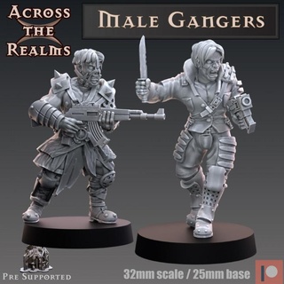 male gangers - modular across realms Tabletop Characters & Creatures Sci-Fi Universe Store 40k miniatures rpg wargaming warhammer necromunda fallout tabletop raiders 3d print model - Mito3D