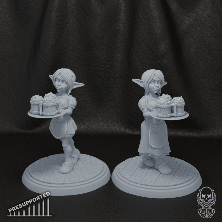 goblin waitress jigglystix Tabletop Characters & Creatures Fantasy Universe 3d miniatures stylized 3dmodeling dungeonsanddragons minis dnd pathfinder tavern dnd5e gobbo 3D print model - Mito3D