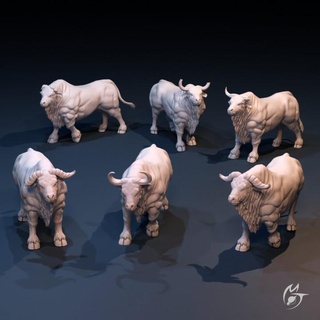 wild plumtongue oxen & tamed making tlon Toys Games Animal Creature Figures animal cow farm bull horse pull ox 3d print model - Mito3D