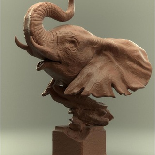 Savanne Büste Elefant unterstützt doombellstudio Spielzeuge Spiele Tier Kreatur Zahlen Geschäft Ventilator Kunst Büsten Tiere Baby Elefanten 3d print model - Mito3D