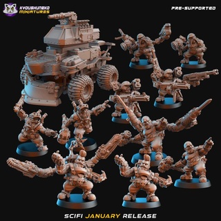 january 2022 scifi release kyoushuneko miniatures Tabletop Characters & Creatures Sci-Fi Universe Vehicles Machines Store space truck dwarf 3d print model - Mito3D