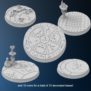 15 round dark elves bases feed 3dprinter Tabletop accessories Store 3D Printable Terrain Fantasy evil base darkelf runes slave slaver darkelves 3d print model - Mito3D
