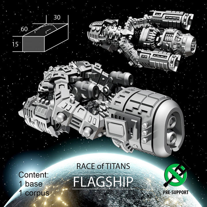 flagship titan race van Tabletop Characters & Creatures Sci-Fi Universe Vehicles Machines Store miniatures sci-fi space spaceship 3dprint boardgames tabletop spacecraft board games stellar ti4 3D print model - Mito3D