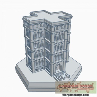 gothic building 4 hex map scale hmsg004 wargame forge Store terrain battletech 3d print model - Mito3D