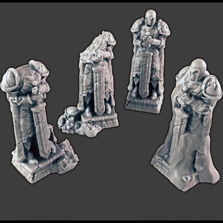 ancient statues ruins support-free evan carothers Store Tabletop 3D Printable Terrain Fantasy statue 3d print model - Mito3D