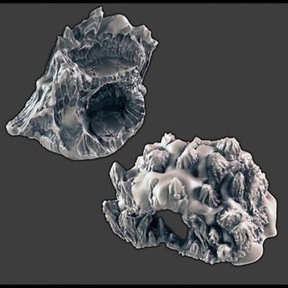 wintry icy cavern ledge support-free evan carothers Store Tabletop 3D Printable Terrain Fantasy cave winer 3d print model - Mito3D