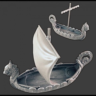 longship support-free evan carothers Tabletop Characters & Creatures Fantasy Universe Vehicles Machines Store boat viking arctic 3d print model - Mito3D