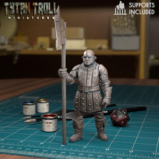 city guard 04 pre-supported tytantroll miniatures Store axe dragons dungeons fantasy law scale soldier spear sword minis town dnd halberd 32mm mercenary 3d print model - Mito3D