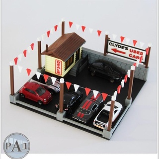 used cars dealer diorama 1 64 scale diecasts hotwheels pa1 Tabletop 3D Printable Terrain Store car accessories collection display easy toy truck child garage kid collector pickup matchbox diecast 3d print model - Mito3D
