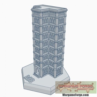 gothic building 35 hex map scale hmsg035 wargame forge Store terrain battletech 3d print model - Mito3D