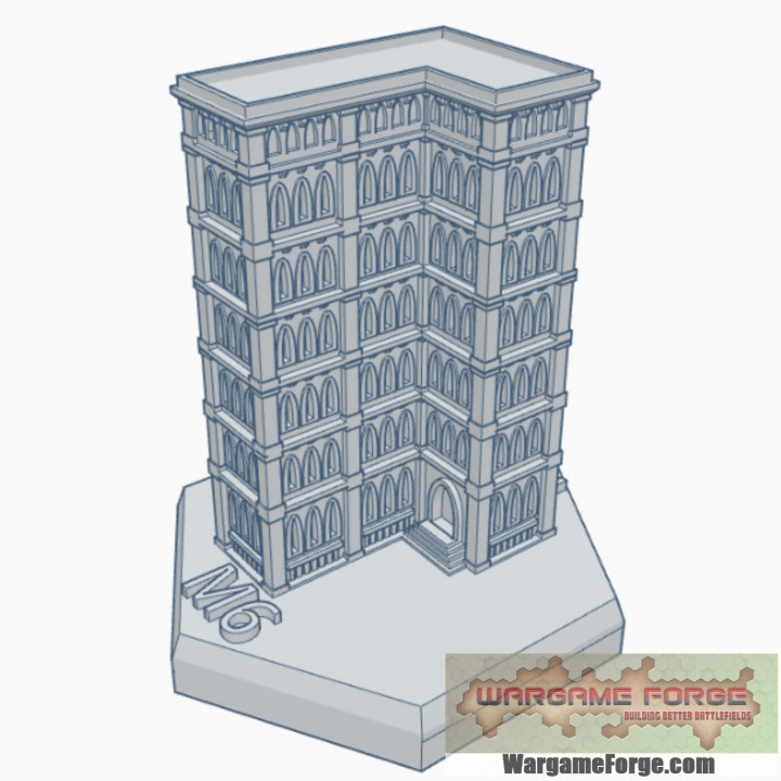 gothic building 45 hex map scale hmsg045 wargame forge Store terrain 3D print model - Mito3D