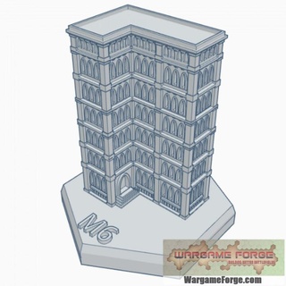 gothic building 49 hex map scale hmsg049 wargame forge Store terrain battletech 3d print model - Mito3D