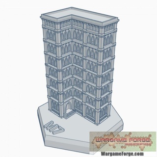gothic building 50 hex map scale hmsg050 wargame forge Store terrain battletech 3d print model - Mito3D