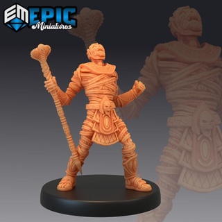 mummy mage angry undead wizard egyptian sorcerer epic-miniatures Store fantasy medieval monster rpg warhammer sla enemy tabletop dungeon dnd pathfinder npc pre-supported supported pre 3d print model - Mito3D