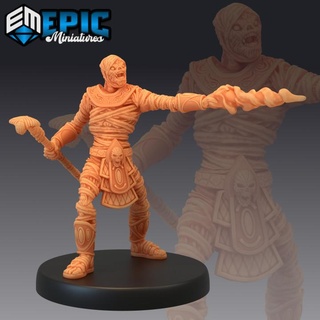 mummy mage attacking undead wizard egyptian sorcerer epic-miniatures Store fantasy medieval monster rpg warhammer sla enemy tabletop dungeon dnd pathfinder npc pre-supported supported pre 3d print model - Mito3D