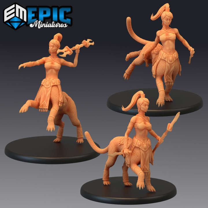 lamia quadruped set spear dagger warrior female fighter epic-miniatures Store fantasy medieval monster rpg warhammer sla enemy tabletop dungeon dnd pathfinder npc pre-supported supported pre 3D print model - Mito3D