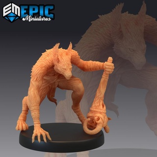 jackalwere club jackal hybrid egyptian encounter epic-miniatures Store fantasy medieval monster rpg warhammer sla enemy tabletop dungeon dnd pathfinder npc pre-supported supported pre 3d print model - Mito3D